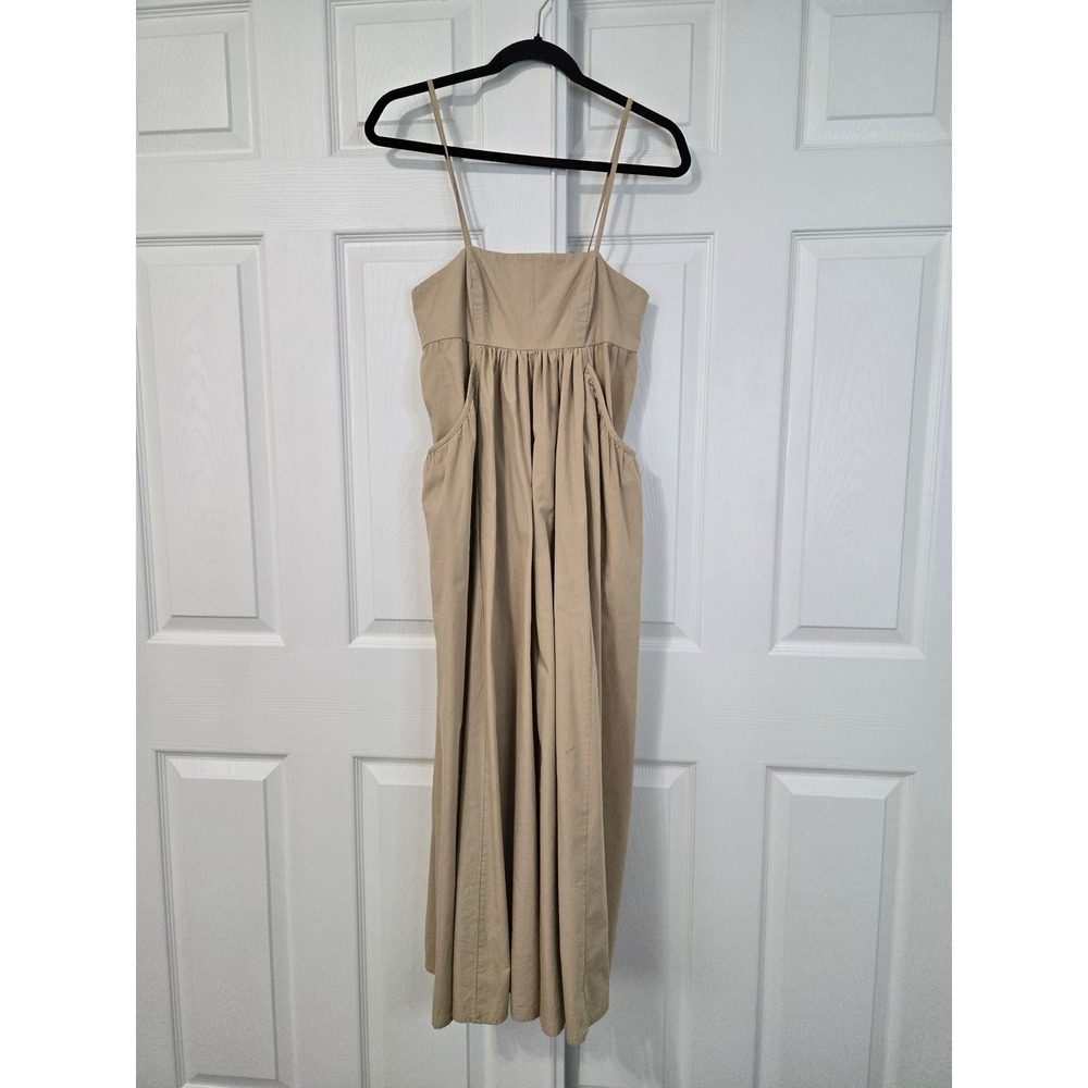 Urban Outfitters Tan Khaki Square Neck Midi Dress with Pockets XS